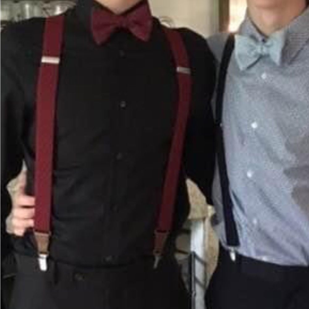 One Size Adjustable Mens Dress Or Casual Suspenders In A Elegant Burgundy Color - Picture 5 of 7